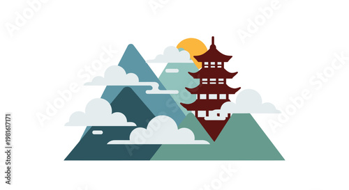 Asian Pagoda Tower Architecture.