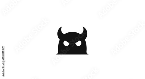 Black devil mask icon symbol.