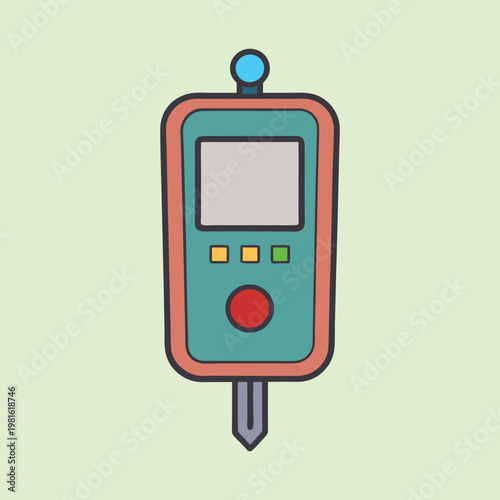 Digital Moisture Meter Icon with Blue Knob for Gardening Applications and Technology