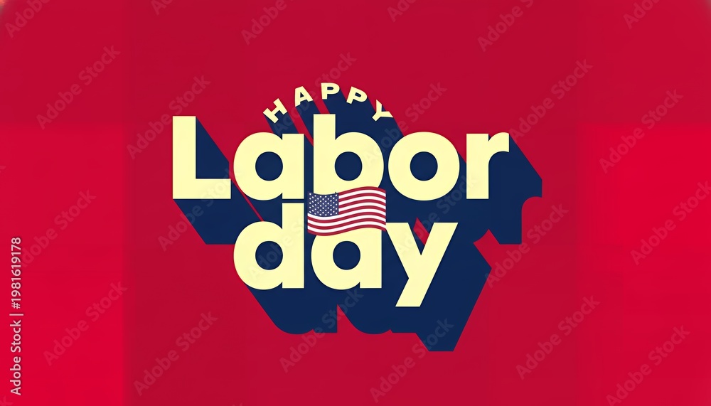Fototapeta premium Labor Day Wishes: An artistic representation for labor day, featuring stylized typography and iconic american imagery, conveying the spirit of the holiday in a visually striking way.
