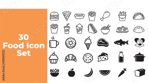 30 Food Icon Set that needs everyday