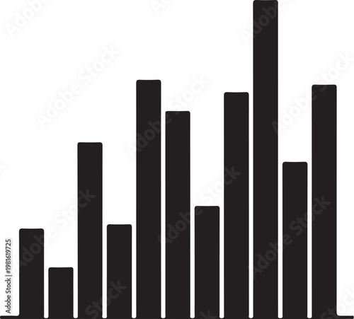 Black bar chart, vector graph, business statistics, data visualization