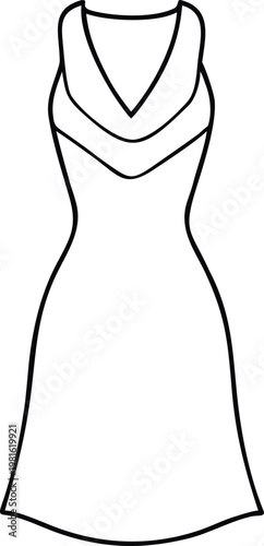 Sleek Fitted Dress featuring a Draped V Neckline and Straight Silhouette for Sophisticated Apparel