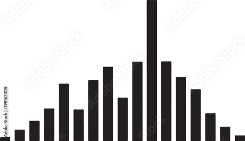 Black bar chart, graph illustration, vector statistics, data visualization
