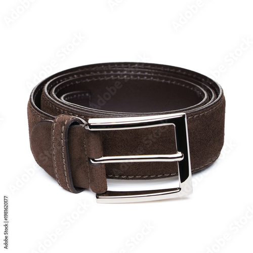 Premium Brown Suede Leather Belt with Polished Metal Buckle
