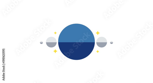 Blue Planet with Moons Orbiting.