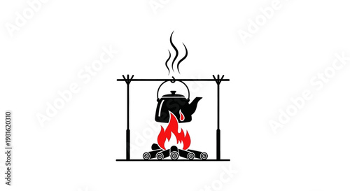 Campfire Kettle on Fire.