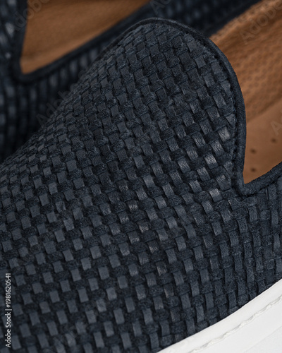 Woven Leather Slip-On Shoe Detail Closeup