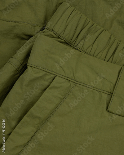 Green Shorts Waist Detail Elastic Fabric