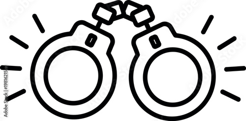 Handcuffs icon illustrates law enforcement, justice, and security concepts with a clean.