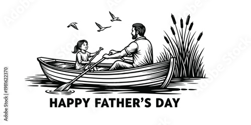 Father and child fishing a heartwarming father's day illustration