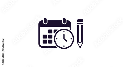 Calendar Clock and Pencil Icon.
