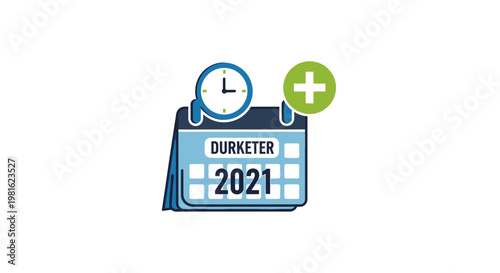 Calendar with clock and plus.