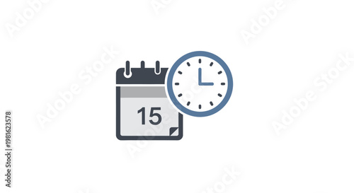 Calendar with clock icon.