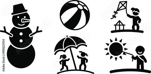 Minimalist animal icons set, black silhouette wildlife symbols, 8 vector elements featuring deer rabbit and livestock, nature conservation and ecology graphics