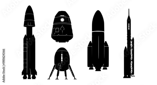 Rocket Types Vector – Spacecraft Variety Icon Set