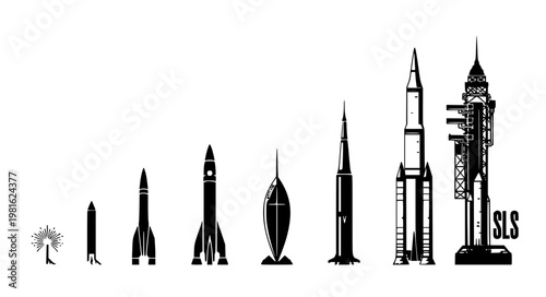 Rocket Evolution Vector – Space Launch Timeline Set
