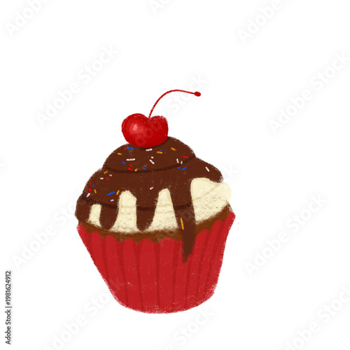 chocolate cupcake with cherry on top