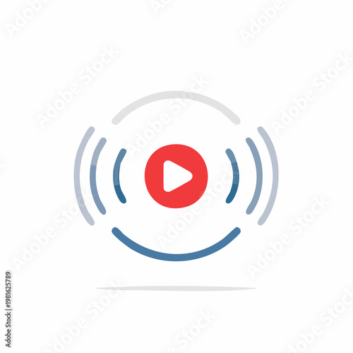 Live Streaming Icon With Pulsating Waves - Modern Flat Design Broadcast Symbol
