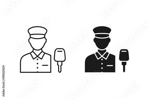 Professional valet service with car key icon