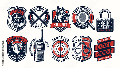 Security and law enforcement emblem collection for private protection services branding