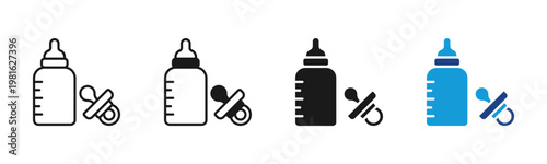 Milk Bottle icon set multiple style collection