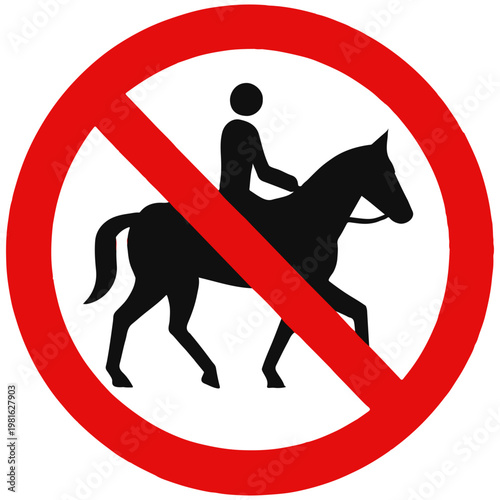Принти на полотні Red circle with no horse riding sign prohibited symbol 1