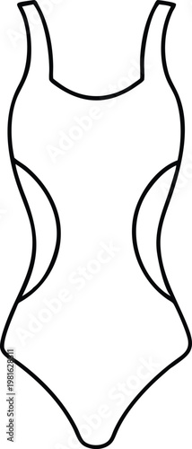 Sleek one piece swimsuit simple outline for summer fashion and beachwear concepts