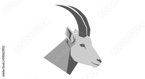 Goat head with long horns profile.