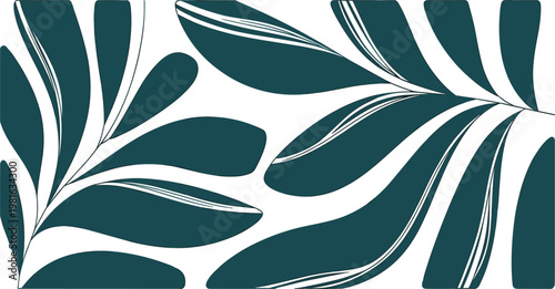 Artistic hand drawn green leaf branch with delicate foliage and organic plant details isolated vector illustration design