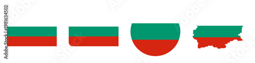 bulgaria circular, bulgaria rectangular, and bulgaria map flag flat icon