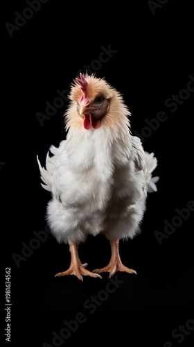 A frizzle chicken poultry animal bird.