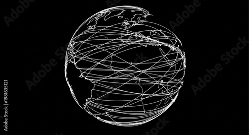 Abstract Globe with Dotted Lines - A Network Visualization.