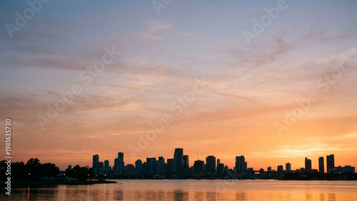 sunset over the city