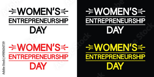 Women's Entrepreneurship Day typography set in various colors and backgrounds