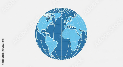 Blue Globe Illustration - A Detailed View of Earths Continents and Oceans.