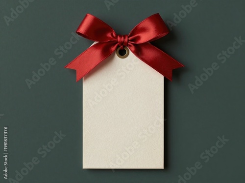 Blank Gift Tag With Red Ribbon Bow