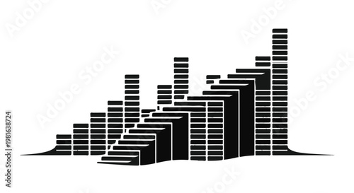 Skyscrapers form a modern urban skyline silhouette made of stacked rectangular blocks, representing rapid city development, financial growth, and architectural progress in a sleek design.