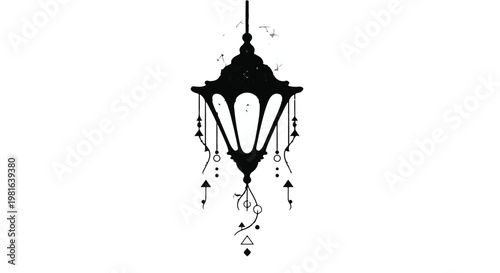 Lantern hanging with intricate decorative details provides a vintage aesthetic and cultural charm that suggests warm lighting, traditional architecture, and a sense of peaceful reflection.