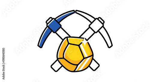 Mining Tools and Gold Nugget Icon