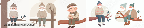 vector of grandfather sitting relaxing in a tree