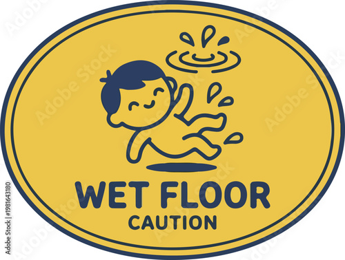 Wet floor warning sign illustration, slippery caution safety sign PNG