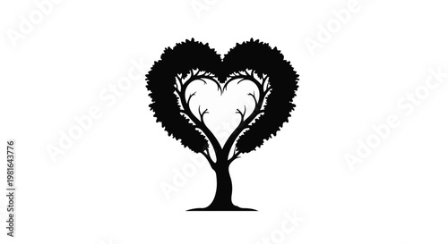 Tree with a heart shaped canopy stands as a timeless symbol of environmental conservation and the deep emotional connection between humanity and the preservation of our natural forest ecosystem.