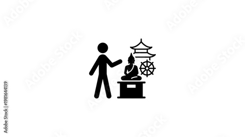 Icon of a Person Facing Buddha Statue