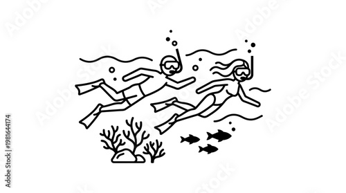 Snorkelers Underwater Swimline