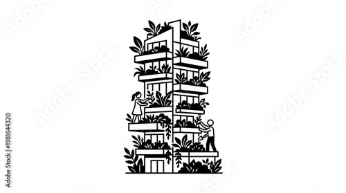 Eco-Friendly High-Rise Building with Balcony Gardens