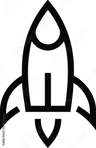 Black line of a rocket ship symbol