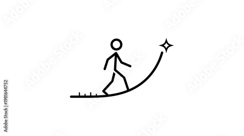 Achieving Goals Stick Figure Walking Towards a Star