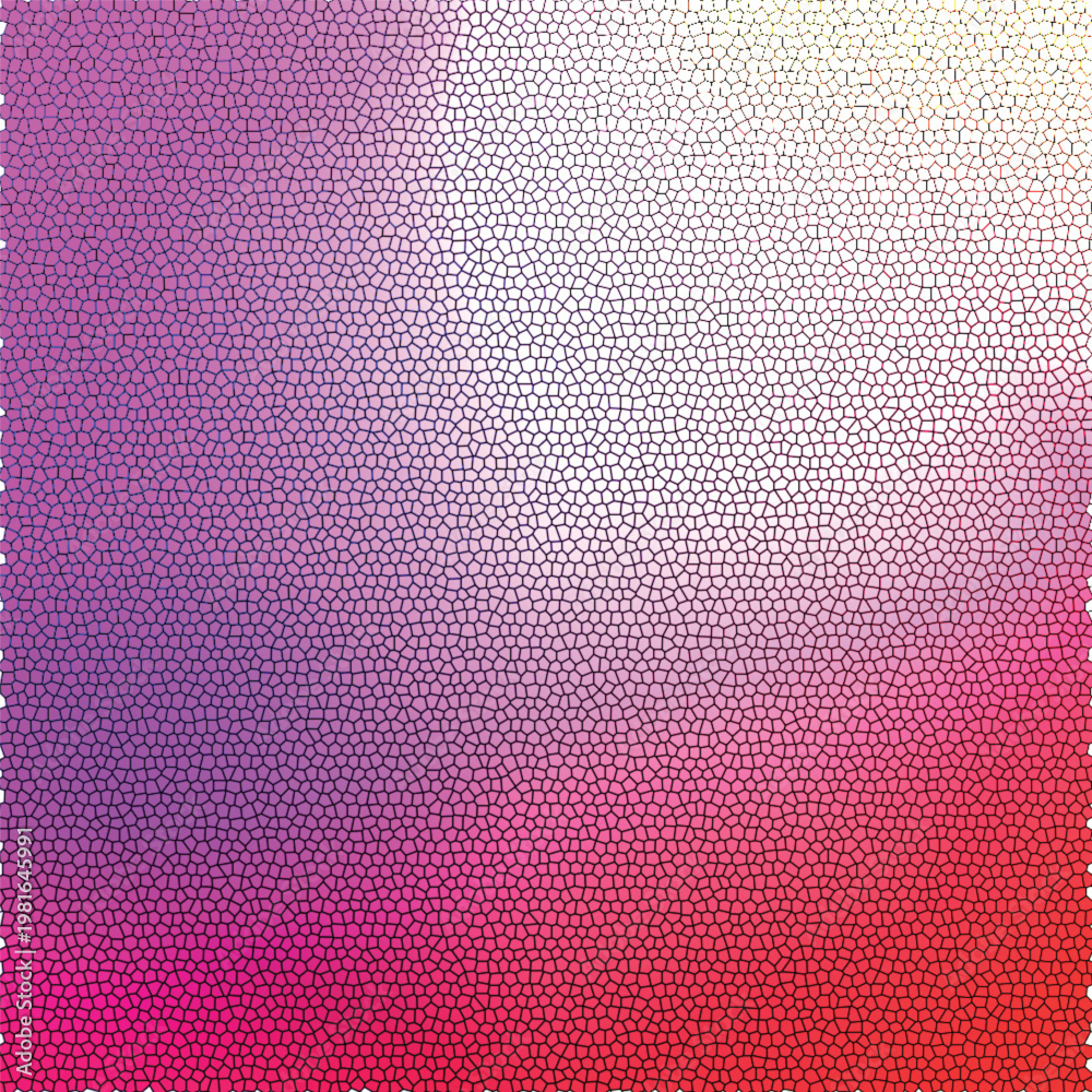 Fototapeta premium Vibrant vector graphic illustration showcasing a stained glass mosaic gradient pattern from white to red.