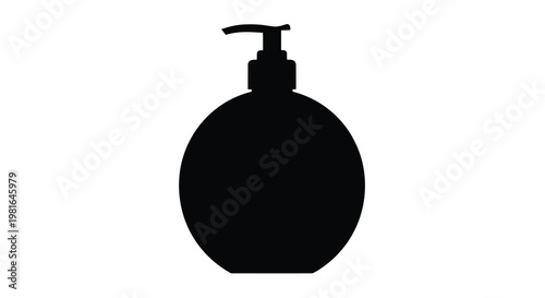 Black silhouette of a round soap dispenser with a pump top
